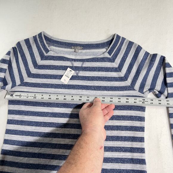 T by Talbots Sweater Womans Extra Small XS Boat Neck Blue Grey "Textured" Stripe - Picture 7 of 13